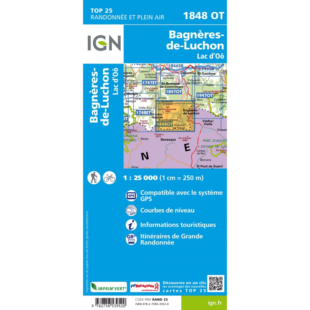Bagnères-de-Luchon IGN1848OT Top25 IGN